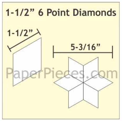 Paper Pieces - 1-1/2" 6 Point Diamond - 75 Pieces