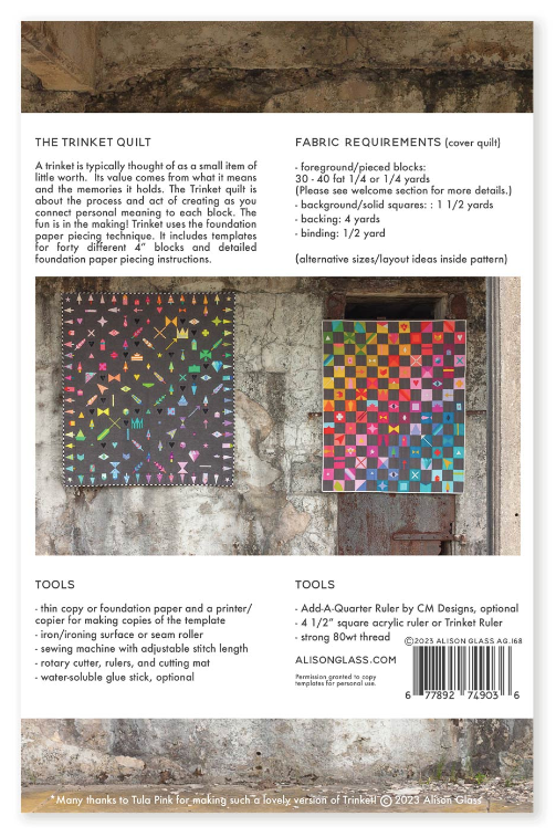 Trinket Quilt Pattern - 2nd Edition by Alison Glass_back