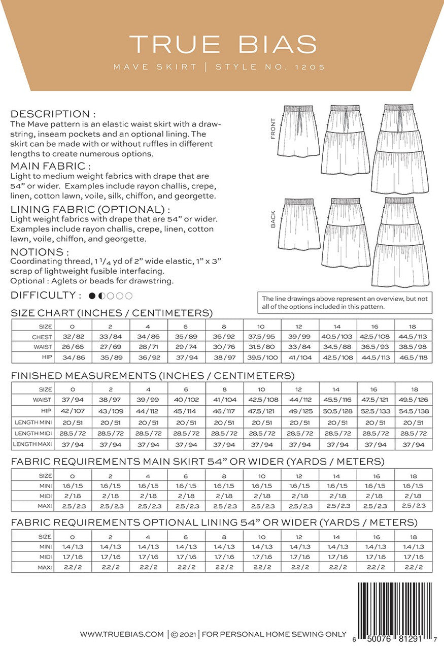 Mave Skirt Pattern by True Bias