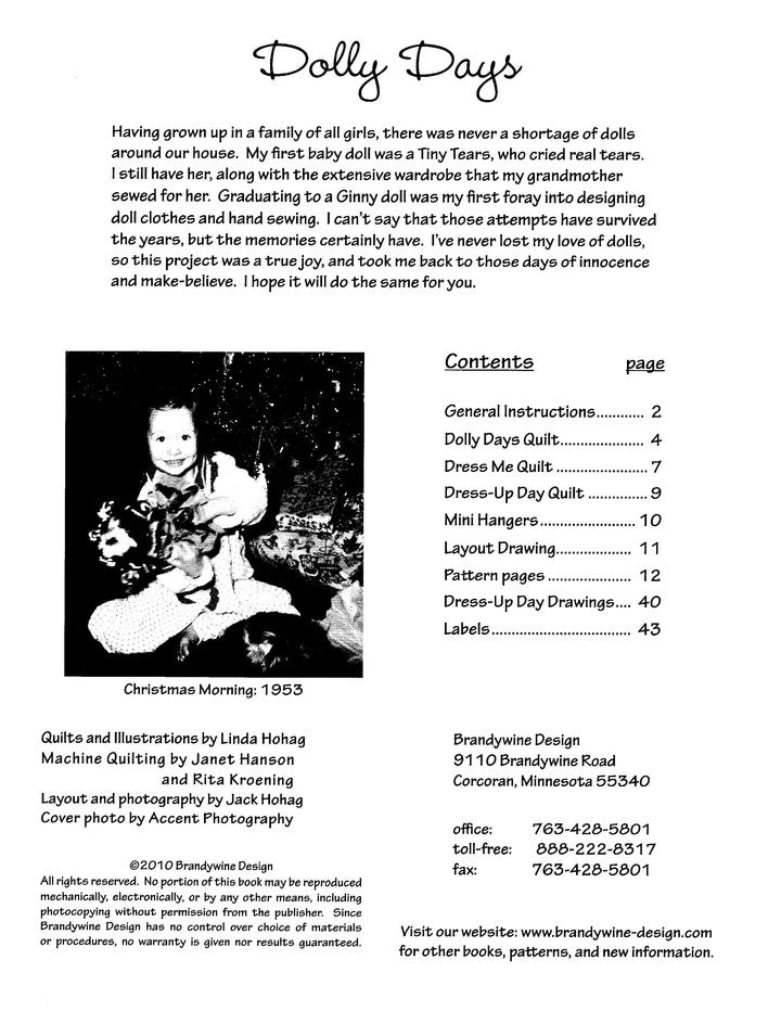 Dolly Days Book by Brandywine Design_index