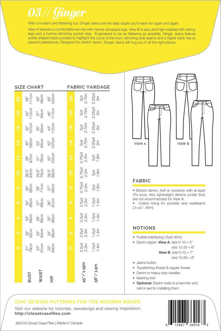 Ginger Skinny Jeans by Closet Core Patterns_back