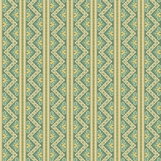 Chevron in Verdigris from Secret Stash's Earth Tones Collection by Laundry Basket Quilts for Andover Fabrics. 100% Premium Quilting Cotton.
