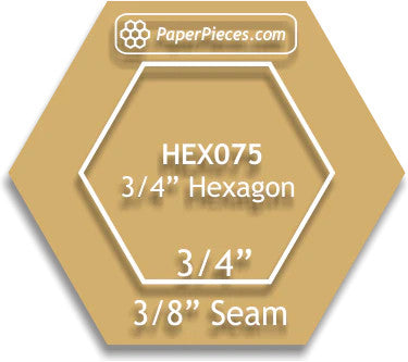 Paper Pieces - 3/4" Hexagon - Acrylic Fabric Cutting Template