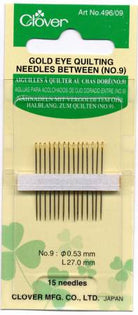 Clover Gold Eye Between / Quilting Needles Size 9 15ct