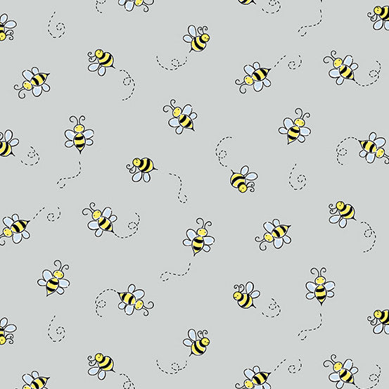 Bumble Bee in Light Grey for Andover Fabrics.
