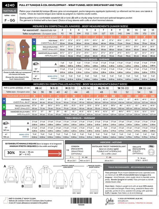 jalie - nathalie sizing