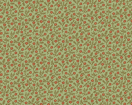 Primrose in Thyme from Secret Stash's Earth Tones Collection by Laundry Basket Quilts for Andover Fabrics. 100% Premium Quilting Cotton.