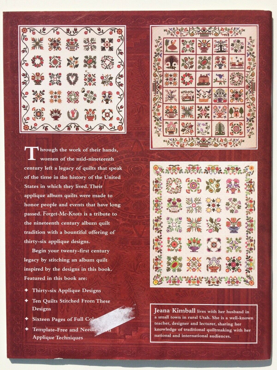 Forget-Me-Knots: An Album of Applique Designs by Jeana  Kimball_back