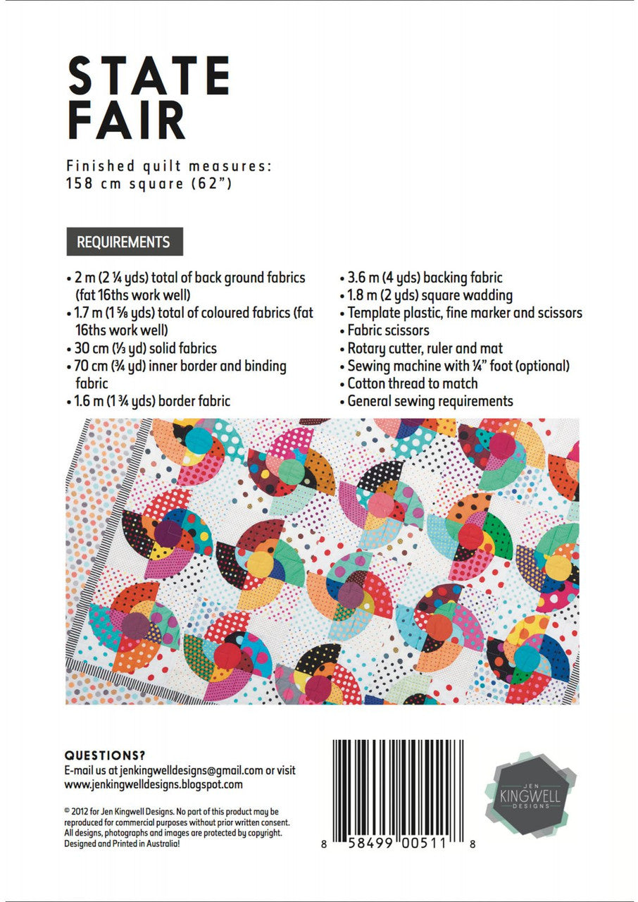 State Fair Pattern by Jen Kingwell_back